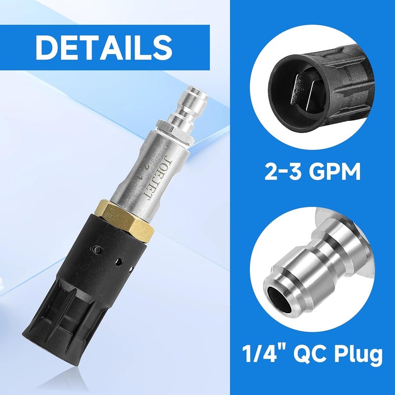 JOEJET Downstream Soft Wash Nozzle, Adjustable 0-60° Twist Nozzle with 1/4 Inch Quick Connect, 2-3 GPM - Image 3